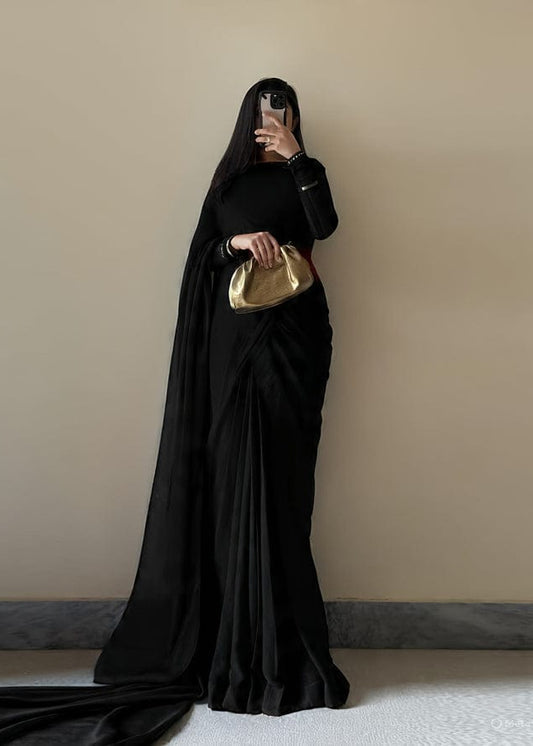 Timeless Chiffon Mirror Embellished Saree