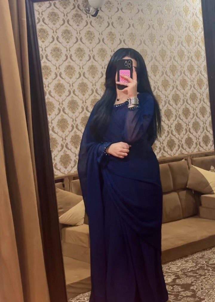 Timeless Chiffon Mirror Embellished Saree