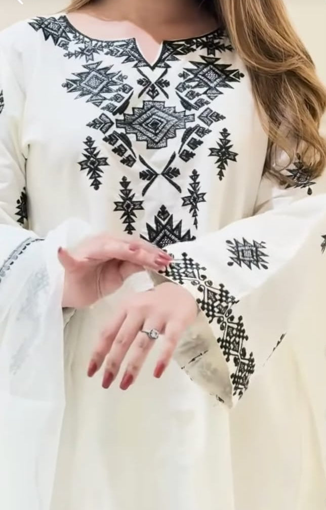 Chic Embroidered Cotton Farshi 3 Piece Set Ready to Wear Luxury