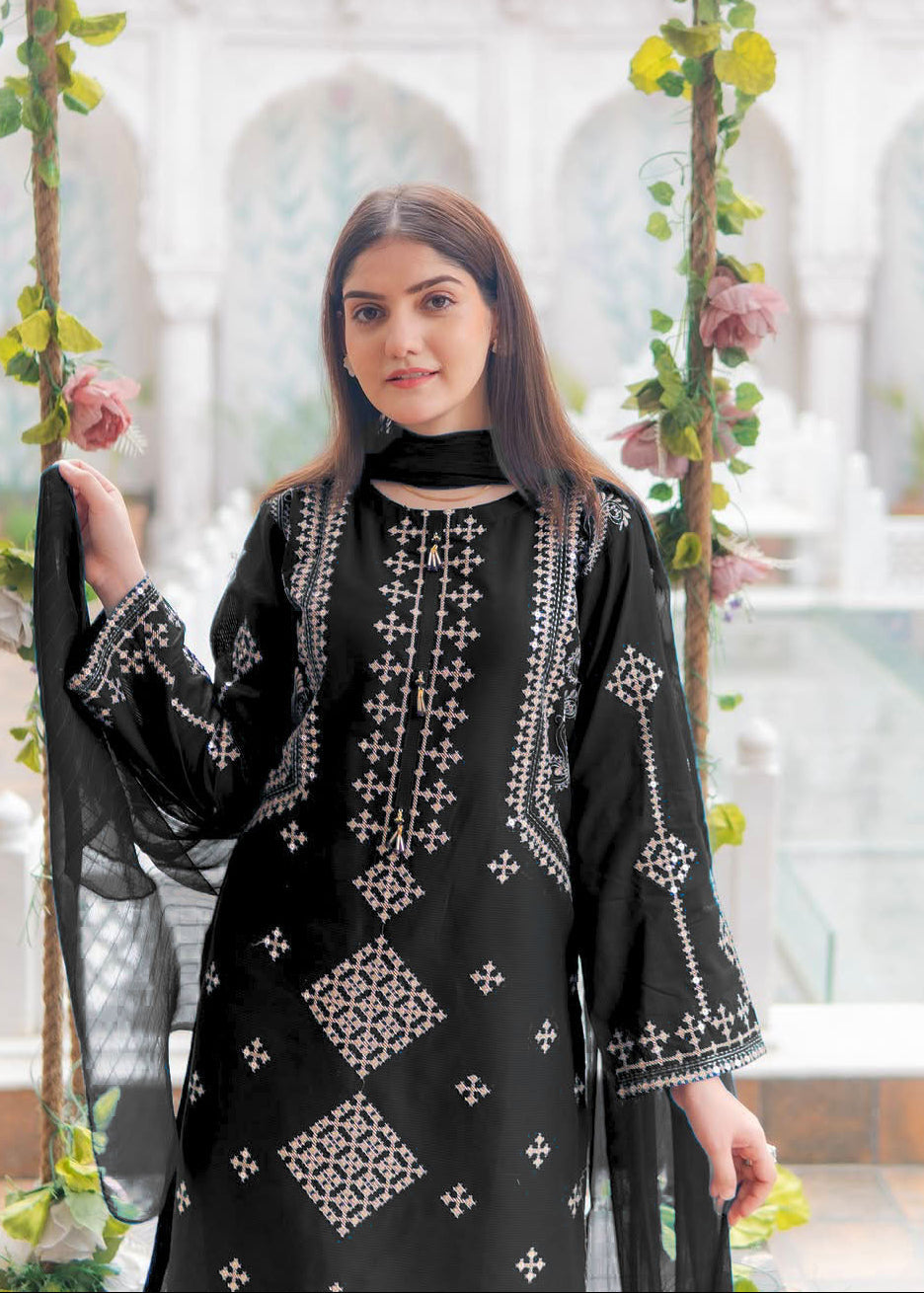 Heavy Sequin Embroidered Shirt with Trouser Dupatta 3PCS