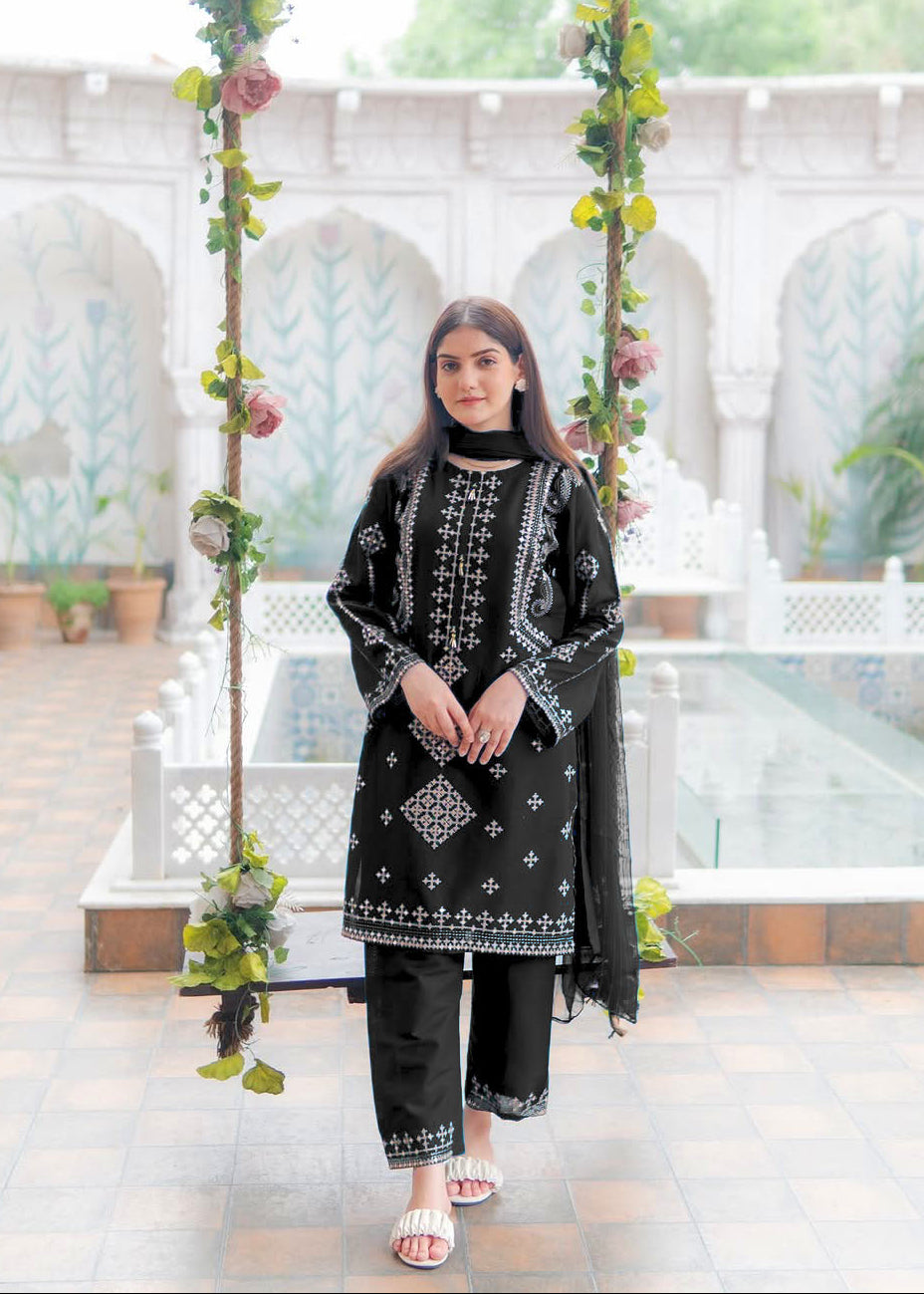 Heavy Sequin Embroidered Shirt with Trouser Dupatta 3PCS