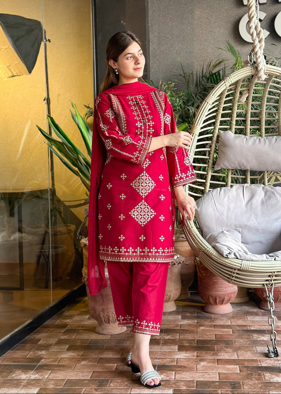Heavy Sequin Embroidered Shirt with Trouser Dupatta 3PCS