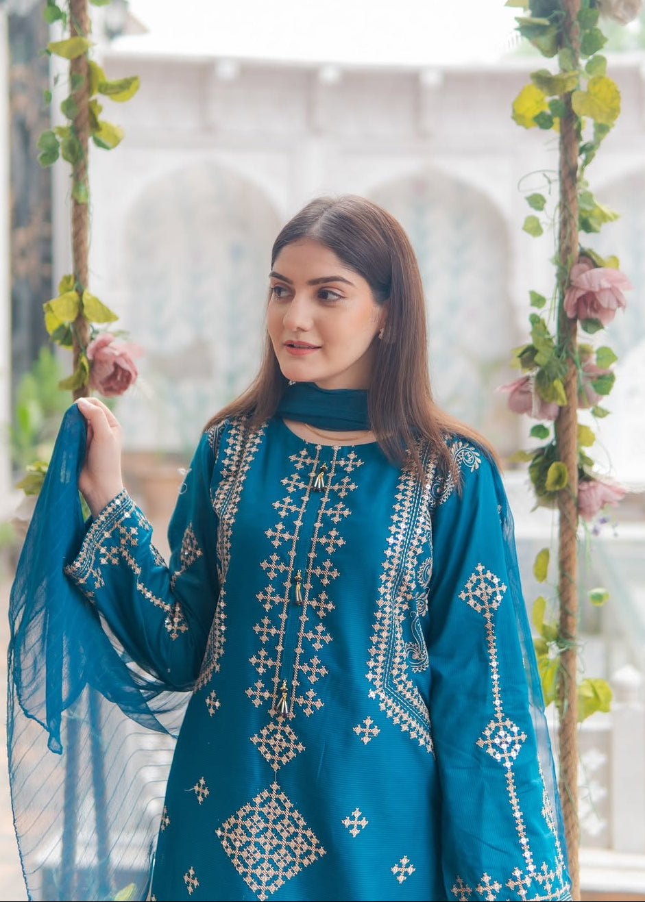 Heavy Sequin Embroidered Shirt with Trouser Dupatta 3PCS