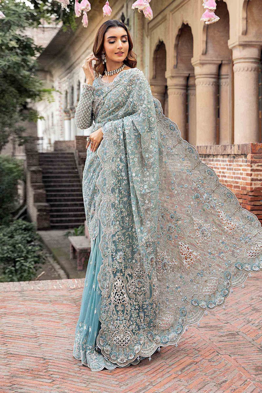 Maria B Embroidered Net Saree – Elegance Redefined ✨