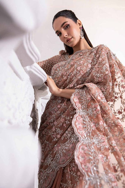 Maria B Embroidered Net Saree – Elegance Redefined ✨