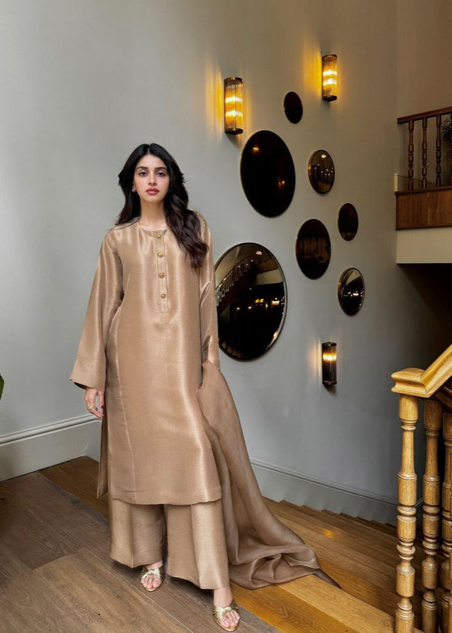 Regal Farshi Silk Ensemble Premium Stitched Formal Dress for Women