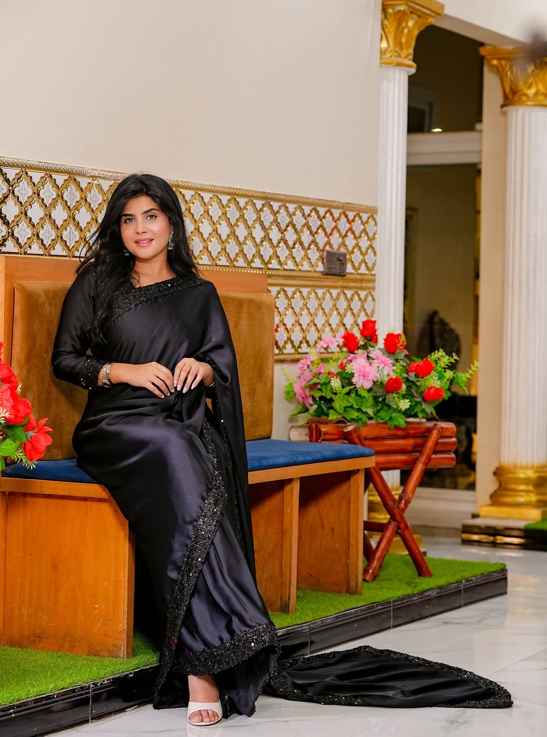 Black Shamoz Silk Saree  Ready to Wear Elegance