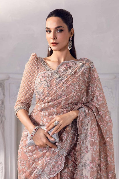 Maria B Embroidered Net Saree – Elegance Redefined ✨